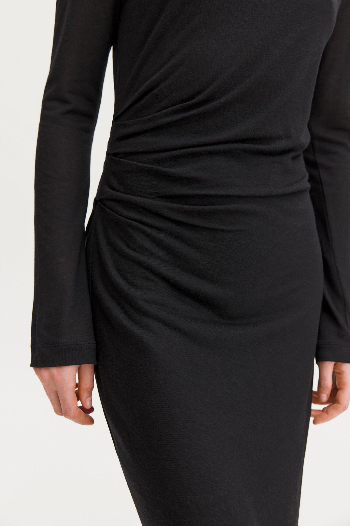Gathered lyocell cashmere dress