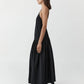 Relaxed pleat dress in black