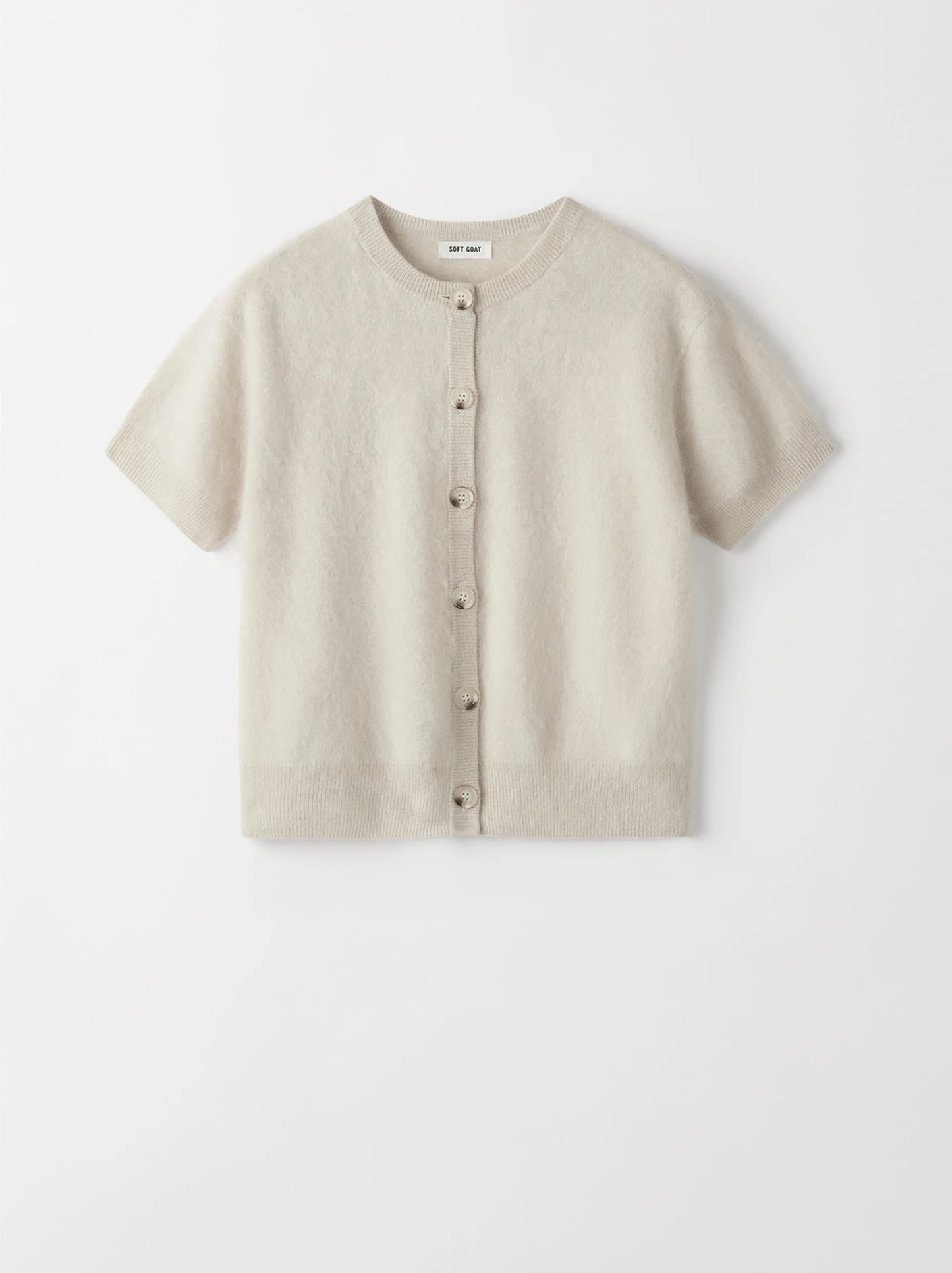 Brushed short sleeve cardigan chalk