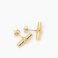 Gold t bar stud earrings