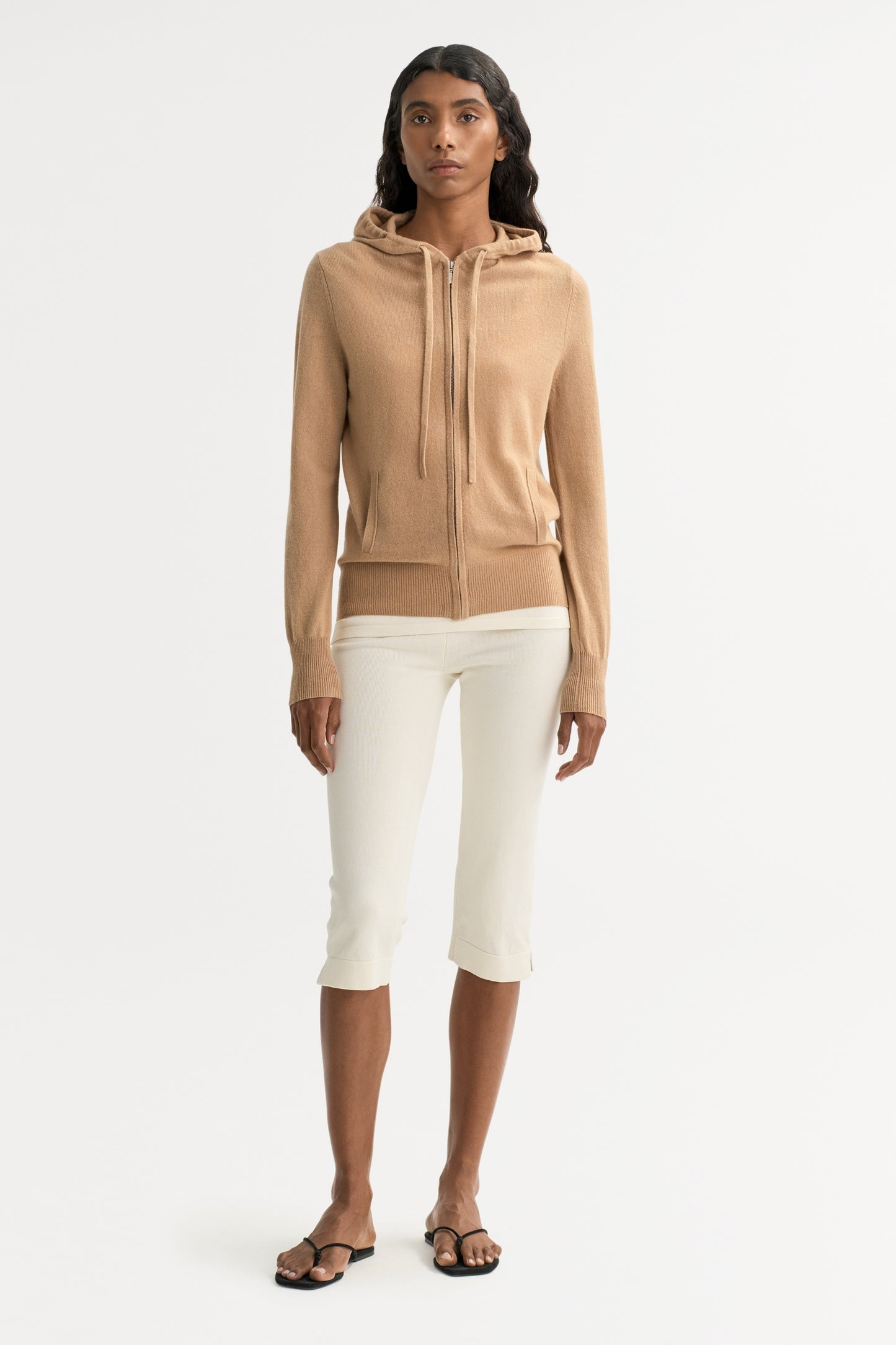 Zip hoodie camel