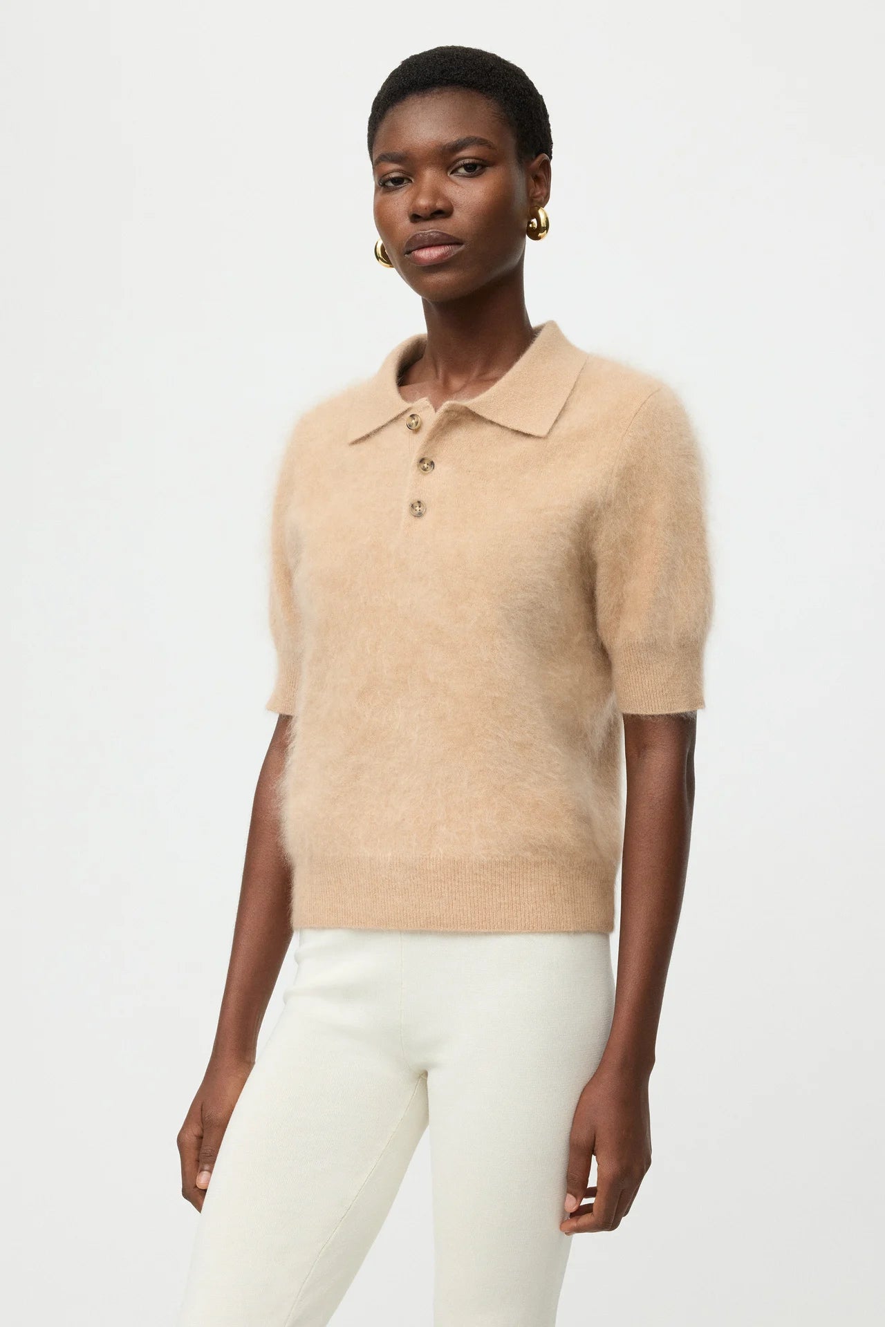 Brushed pique camel