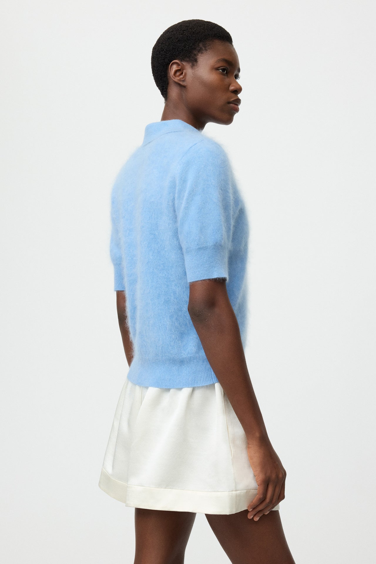Brushed pique azure