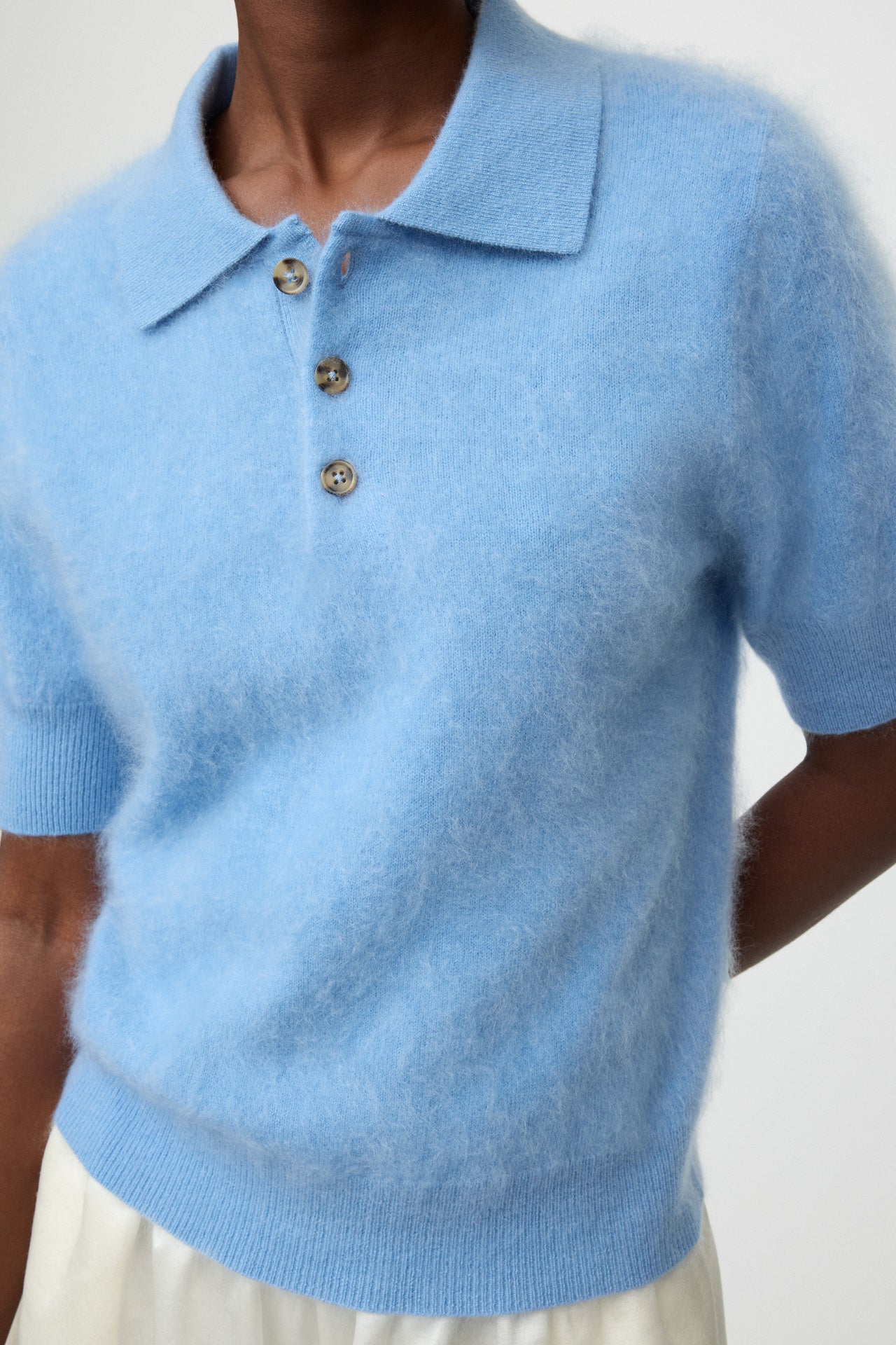 Brushed pique azure