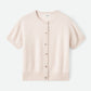 Brushed short sleeve cardigan powder