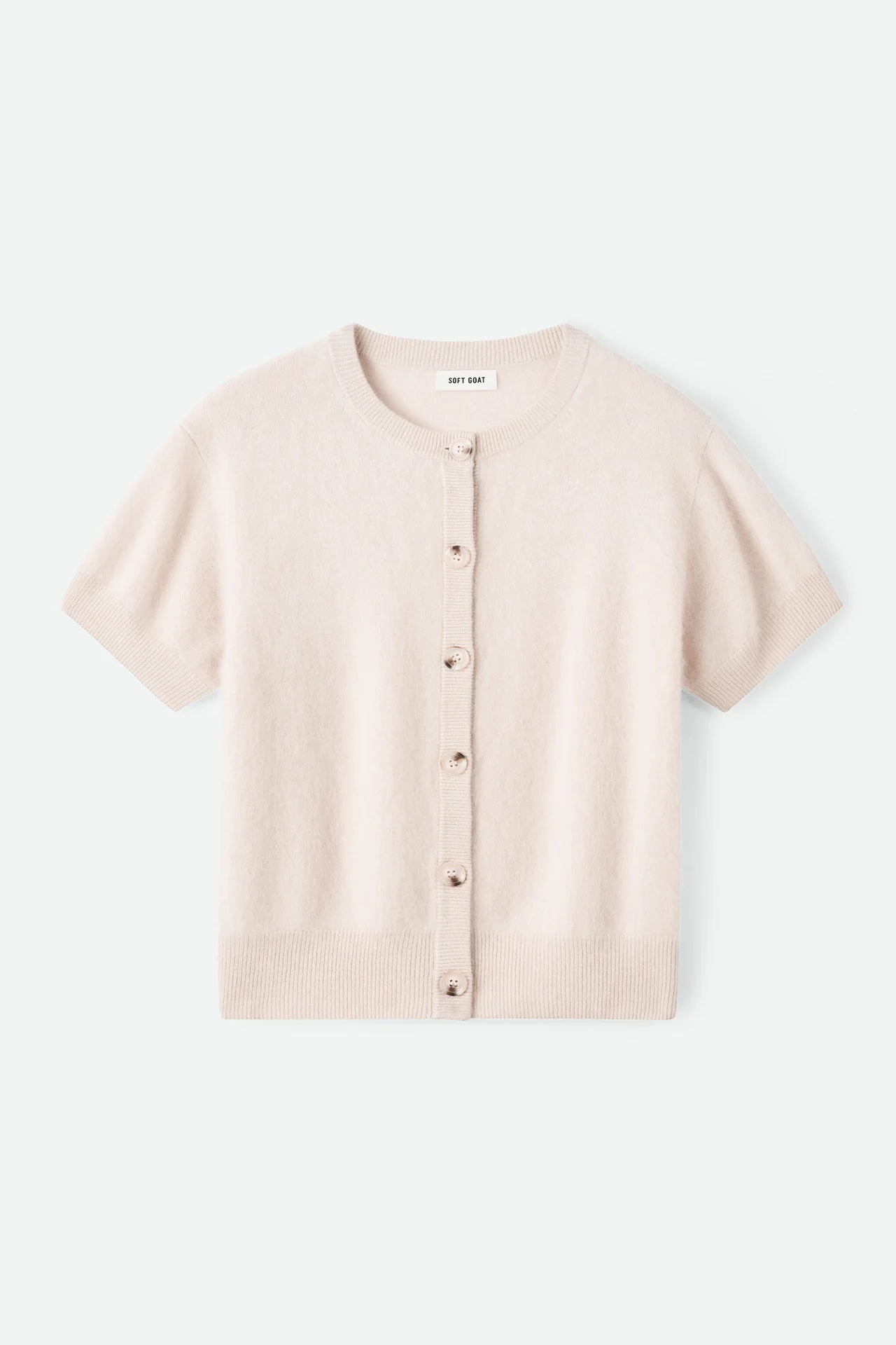 Brushed short sleeve cardigan powder