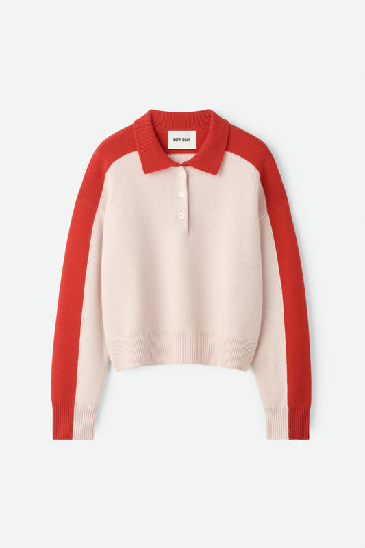 Color block polo shirt powder