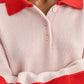 Color block polo shirt powder