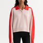 Color block polo shirt powder