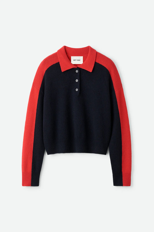 Color block polo shirt navy