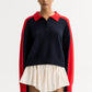 Color block polo shirt navy