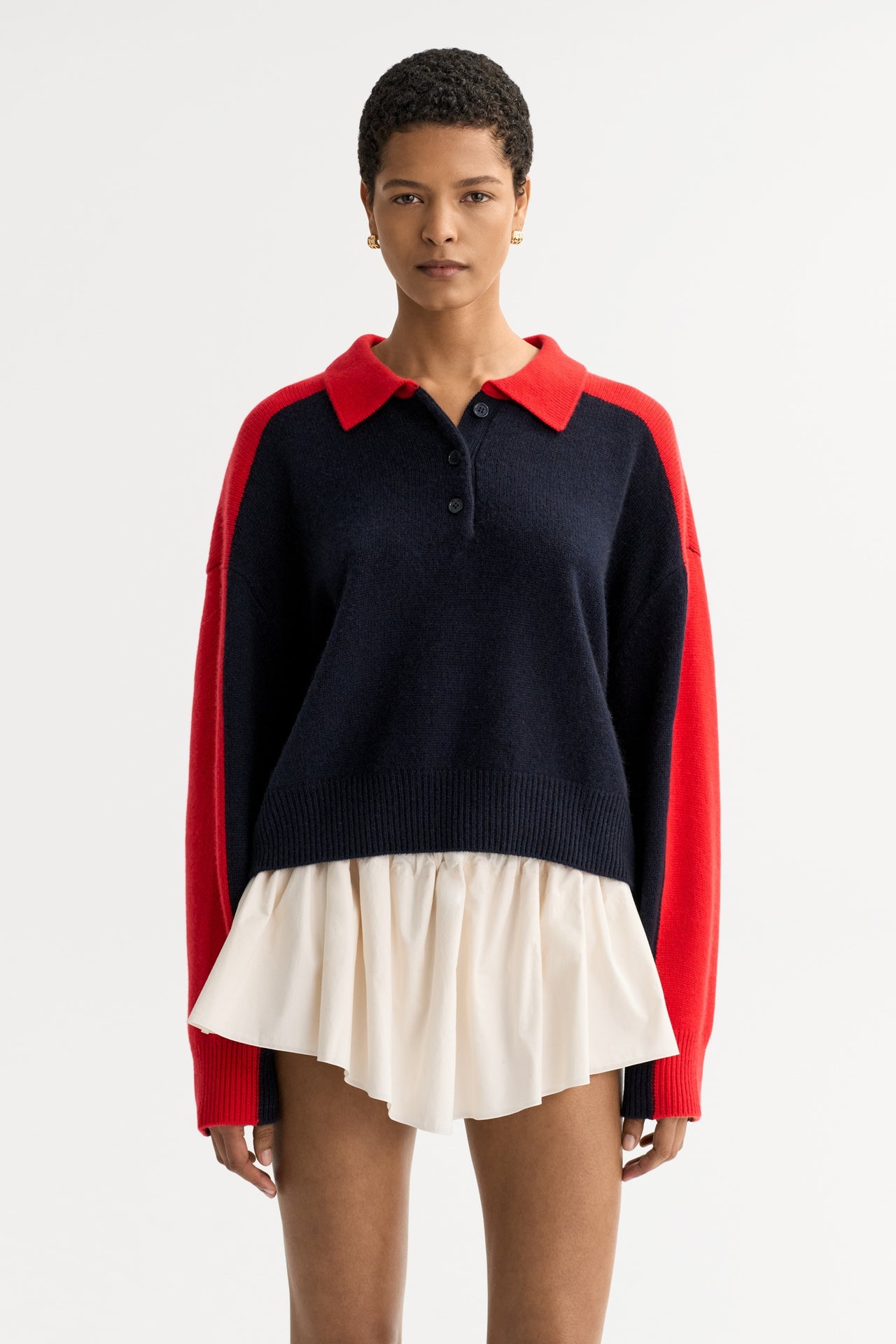 Color block polo shirt navy