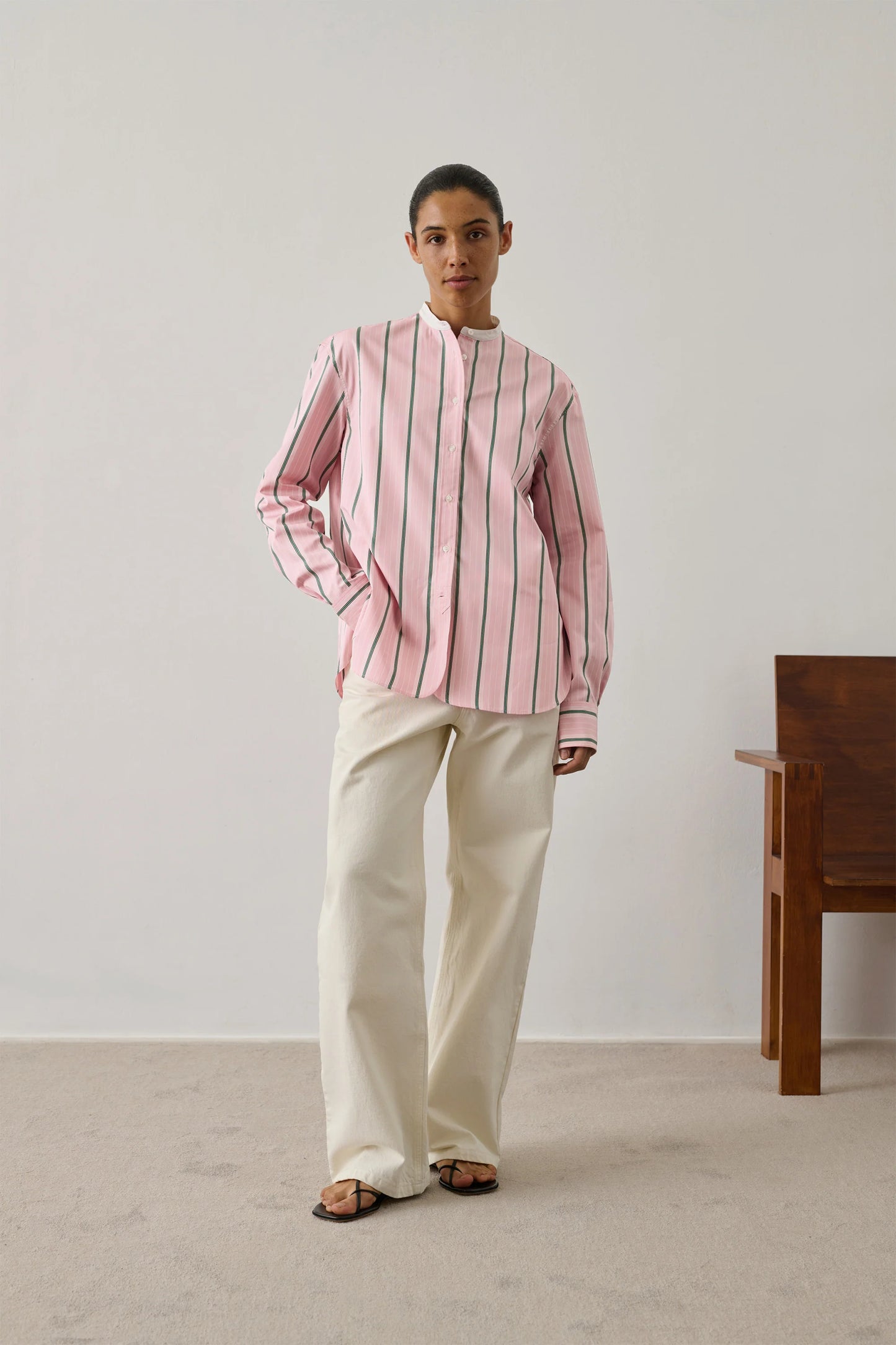 Stripe cotton poplin Bermudes shirt
