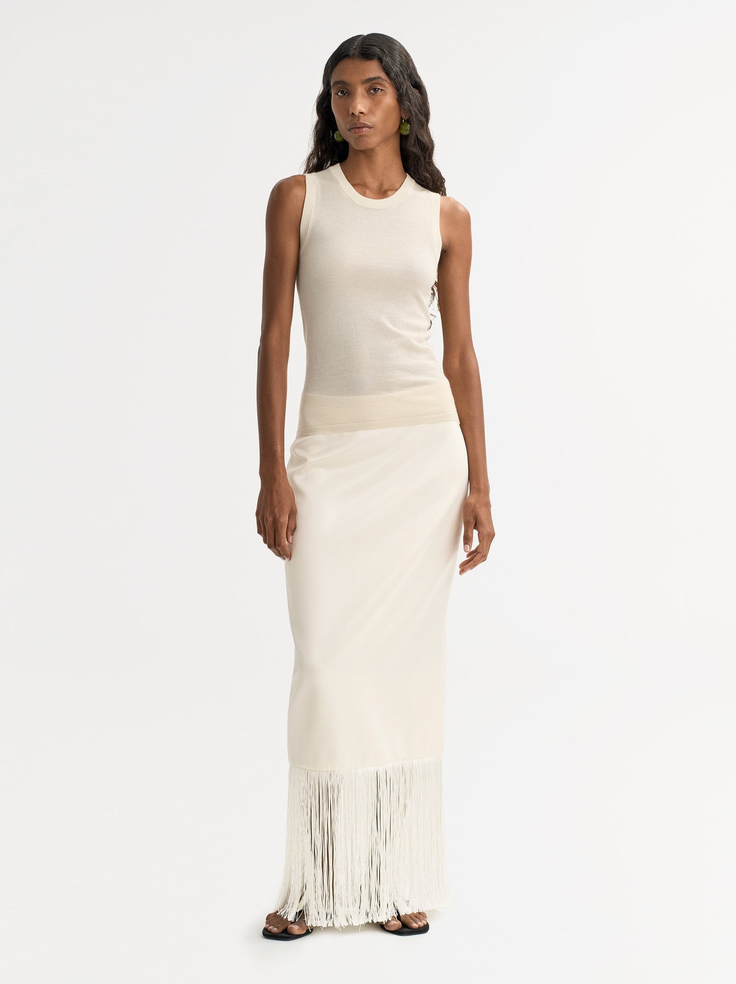 Fringe skirt feather white