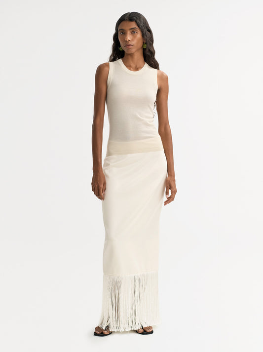 Fringe skirt feather white