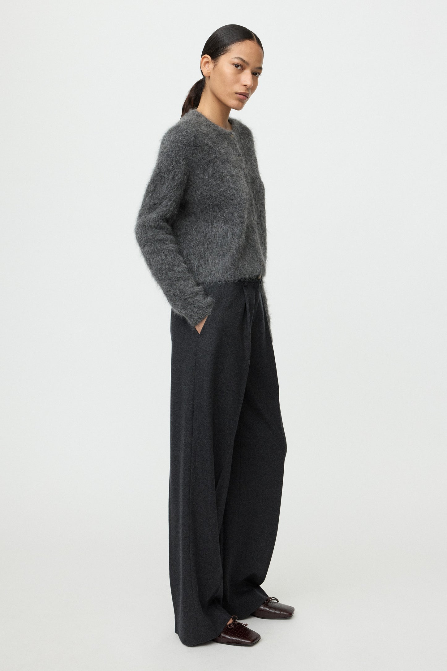 Alpaca cardigan anthracite melange