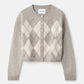 Argyle cardigan greige