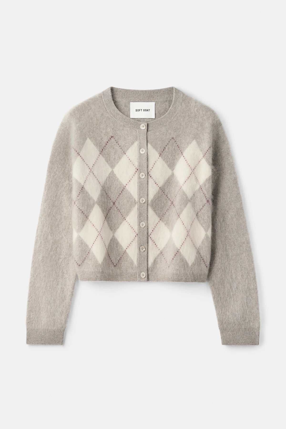 Argyle cardigan greige
