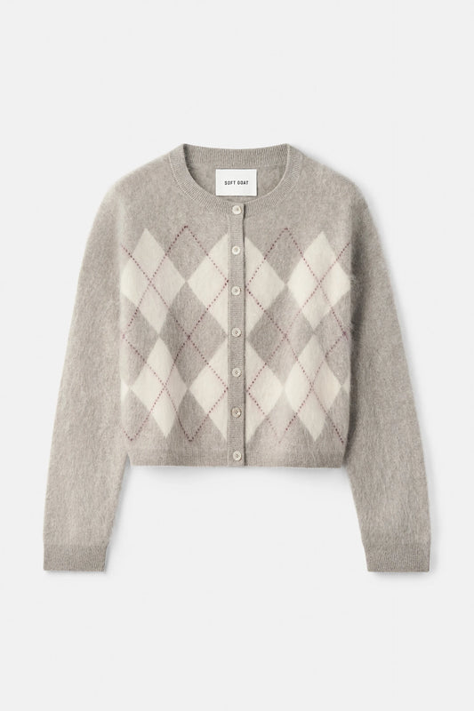 Argyle cardigan greige