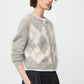 Argyle cardigan greige
