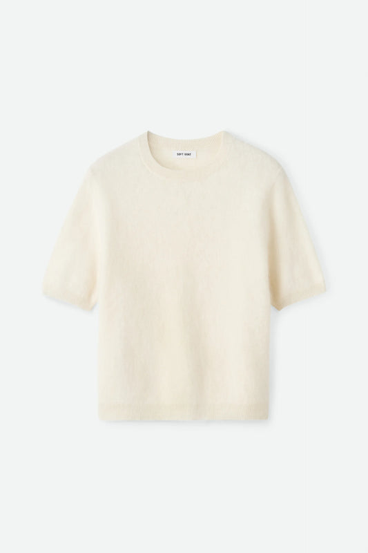 Brushed short sleeve feather white