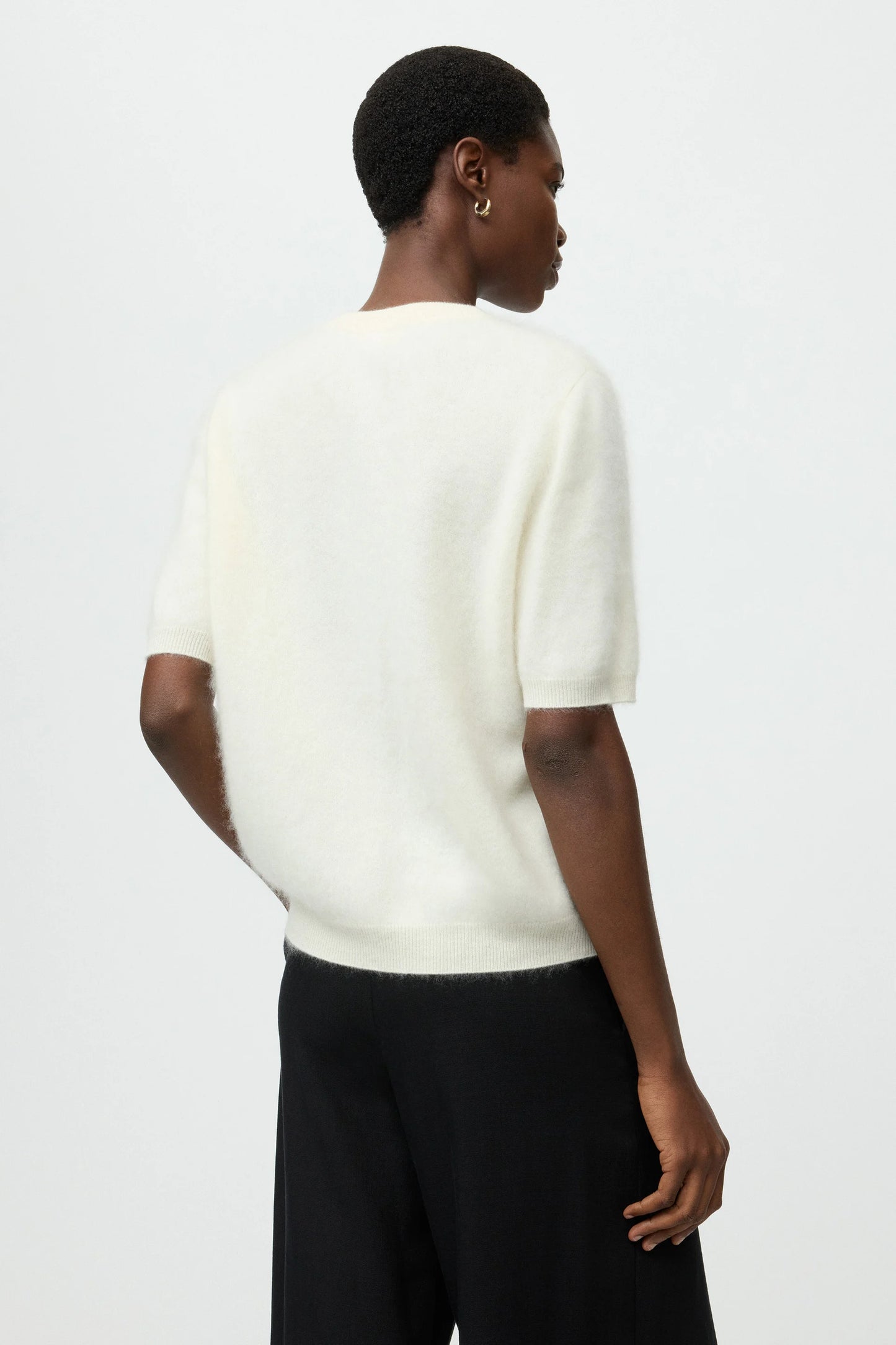 Brushed short sleeve feather white