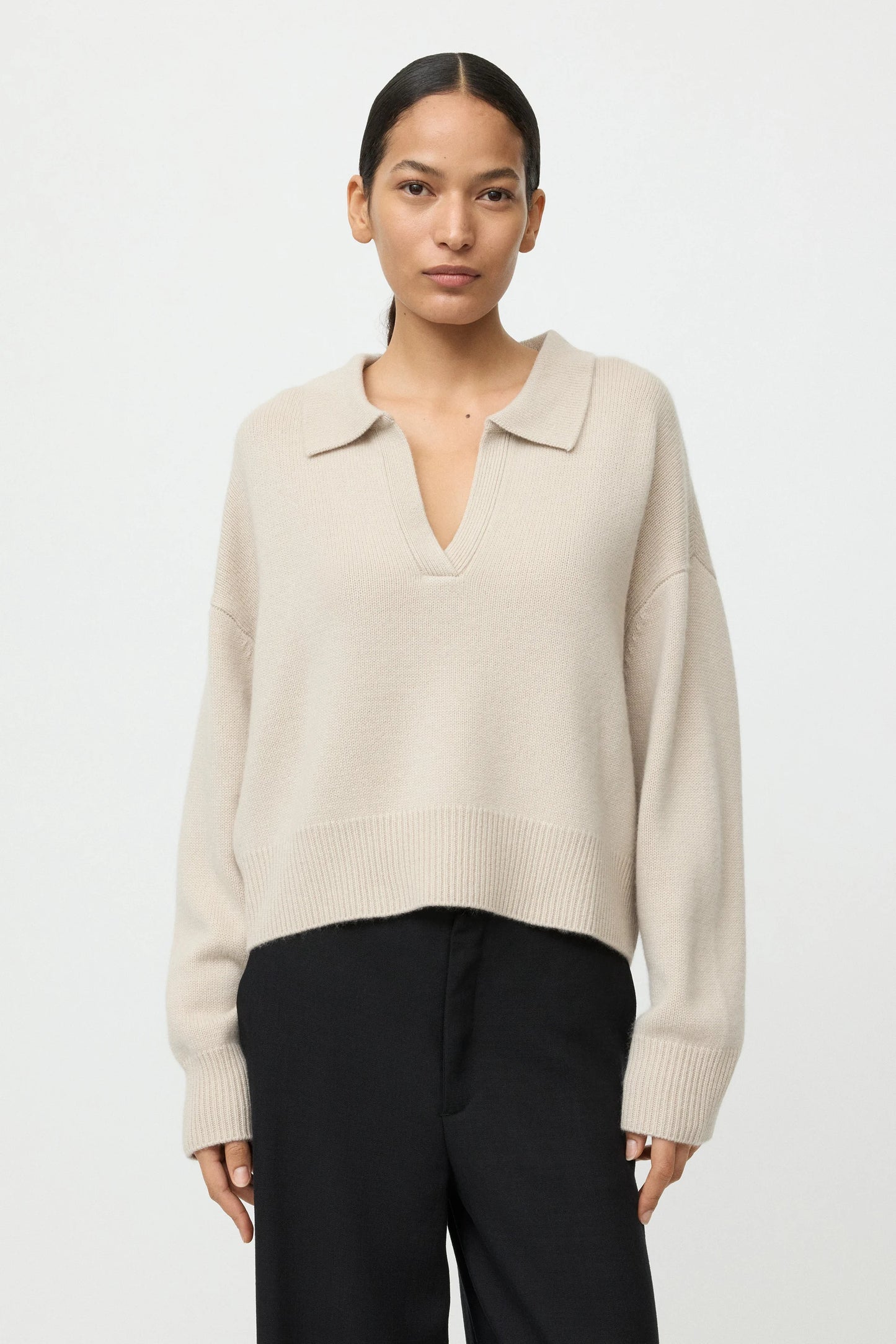 Relaxed fit polo shirt chalk