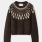Brushed fair isle crewneck mocha