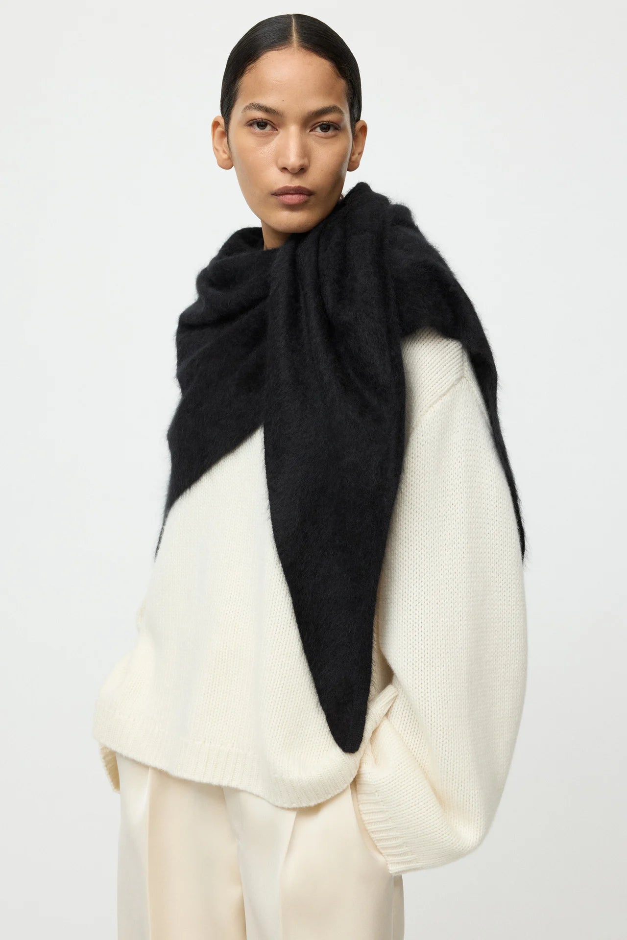 Brushed scarf black one size
