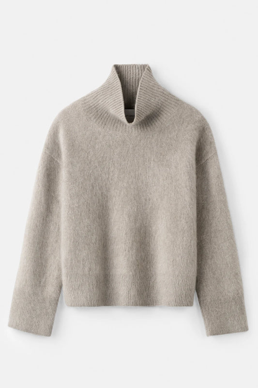 Brushed boyfriend turtleneck greige