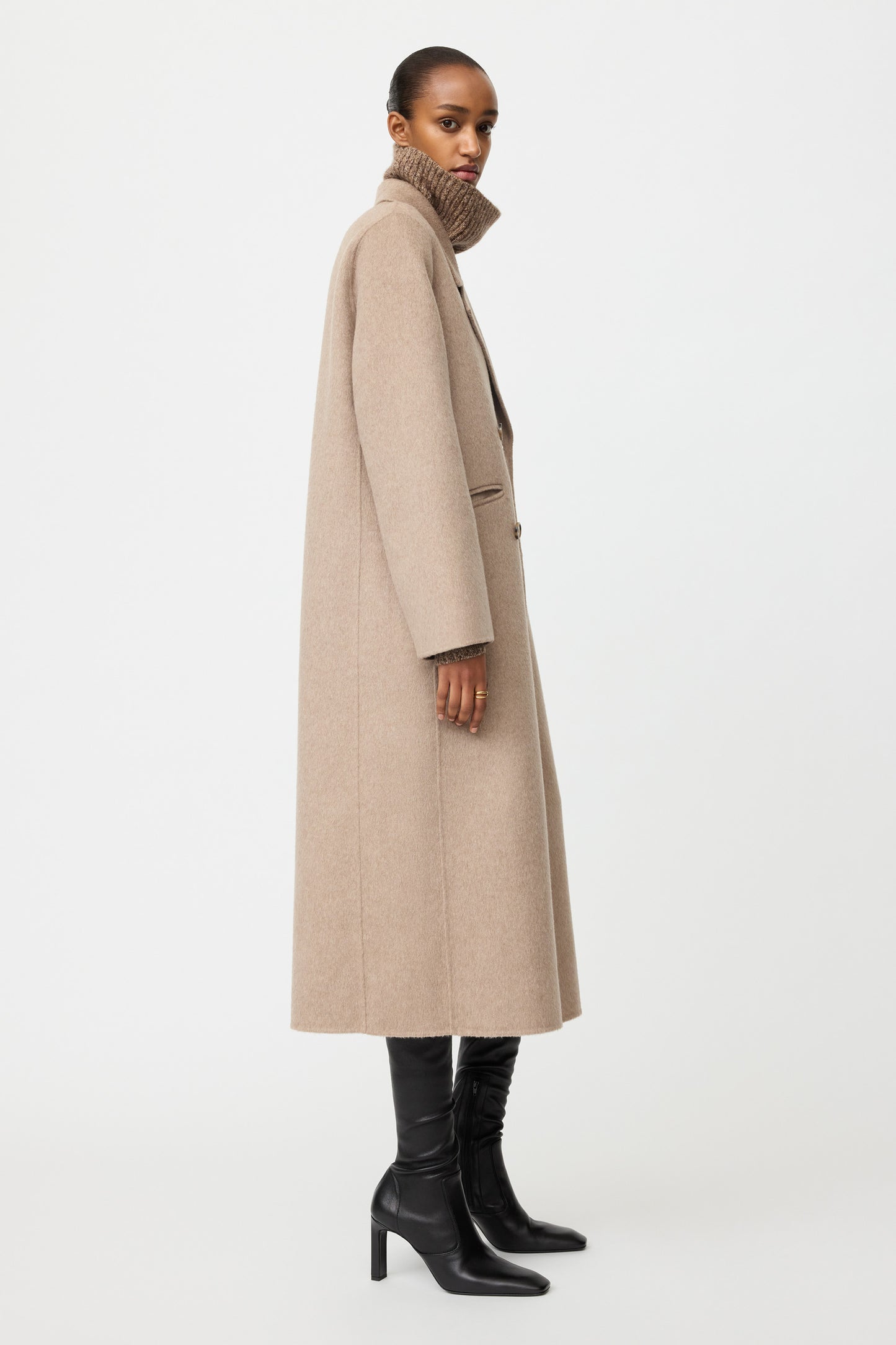 Double breasted coat greige