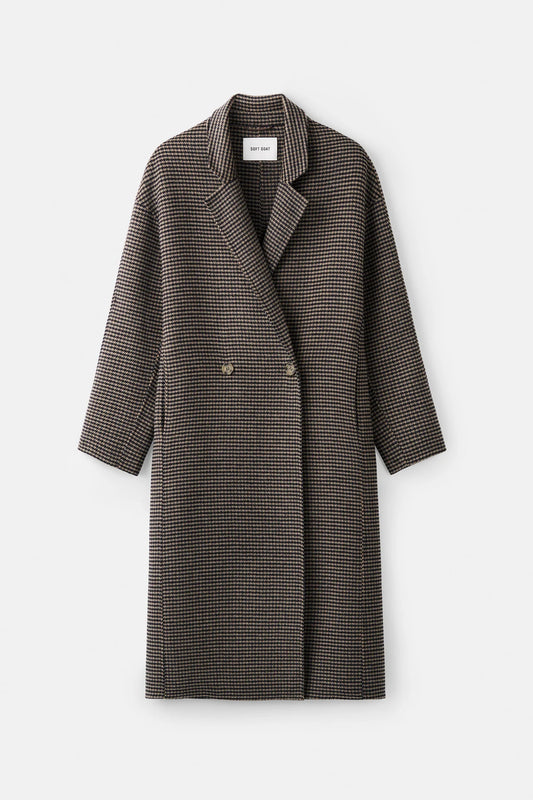 Oversized houndstooth coat black/beige