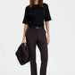 Emma cropped cool wool pants dark chocolate