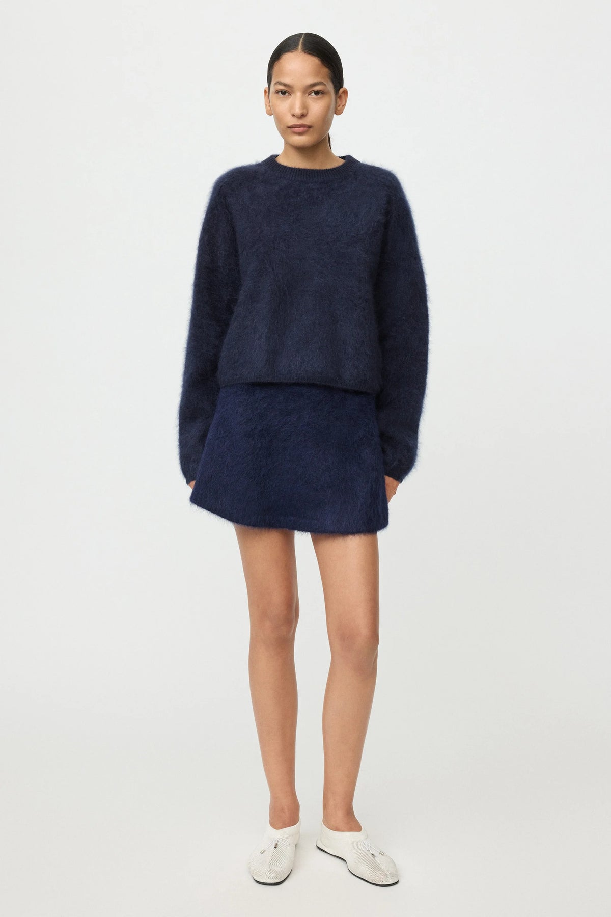 Brushed crewneck navy