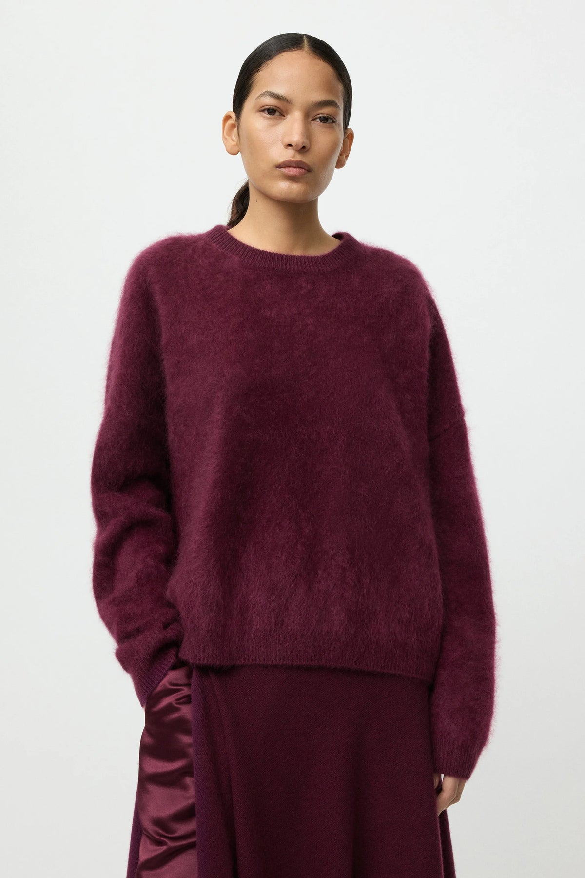 Brushed boyfriend crewneck bordeaux