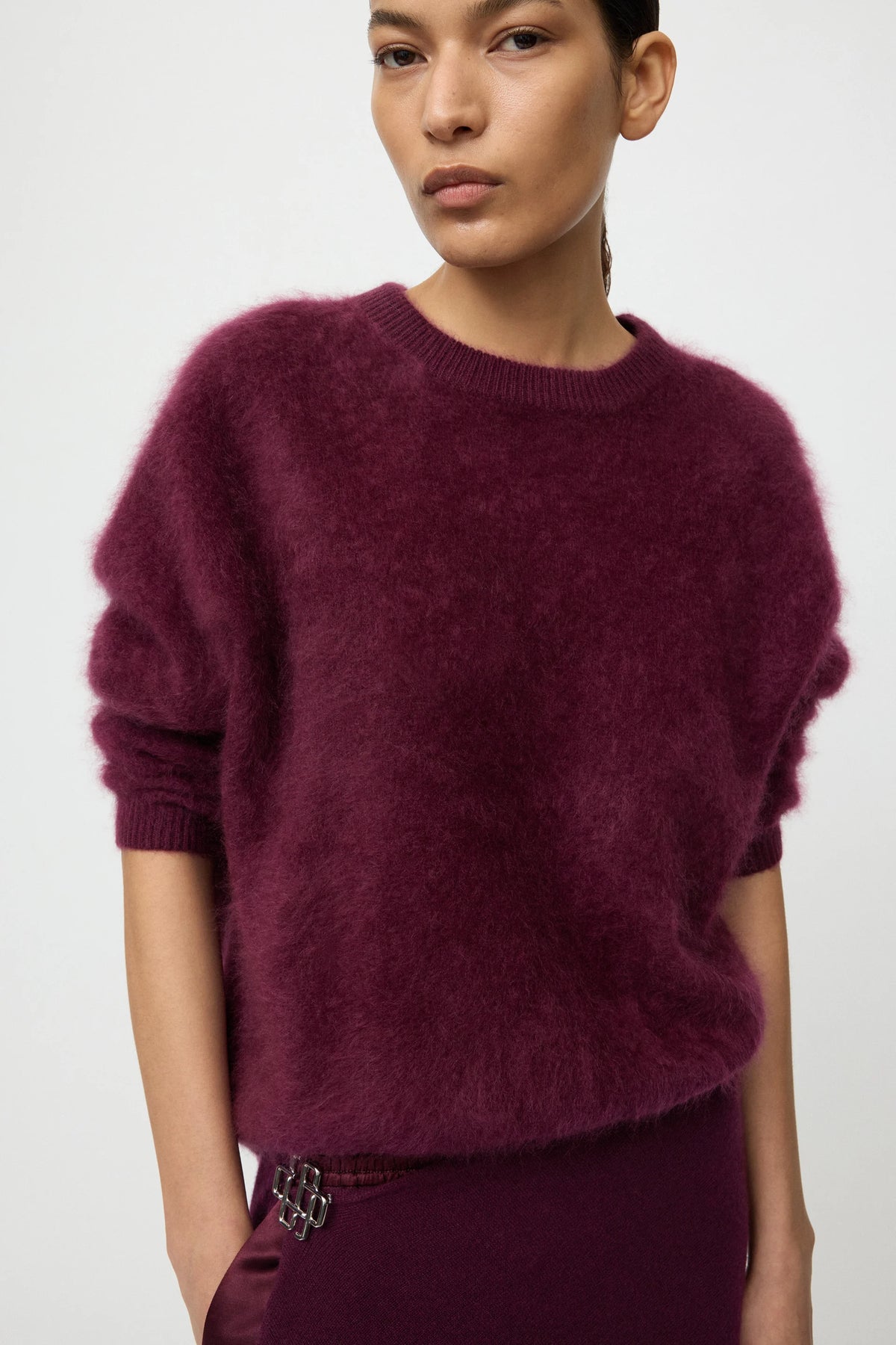 Brushed boyfriend crewneck bordeaux