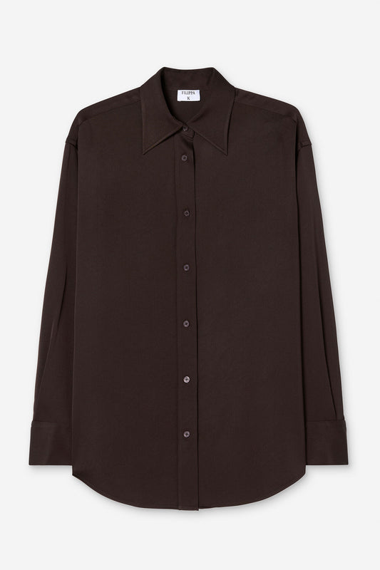 Satin shirt dark chocolate