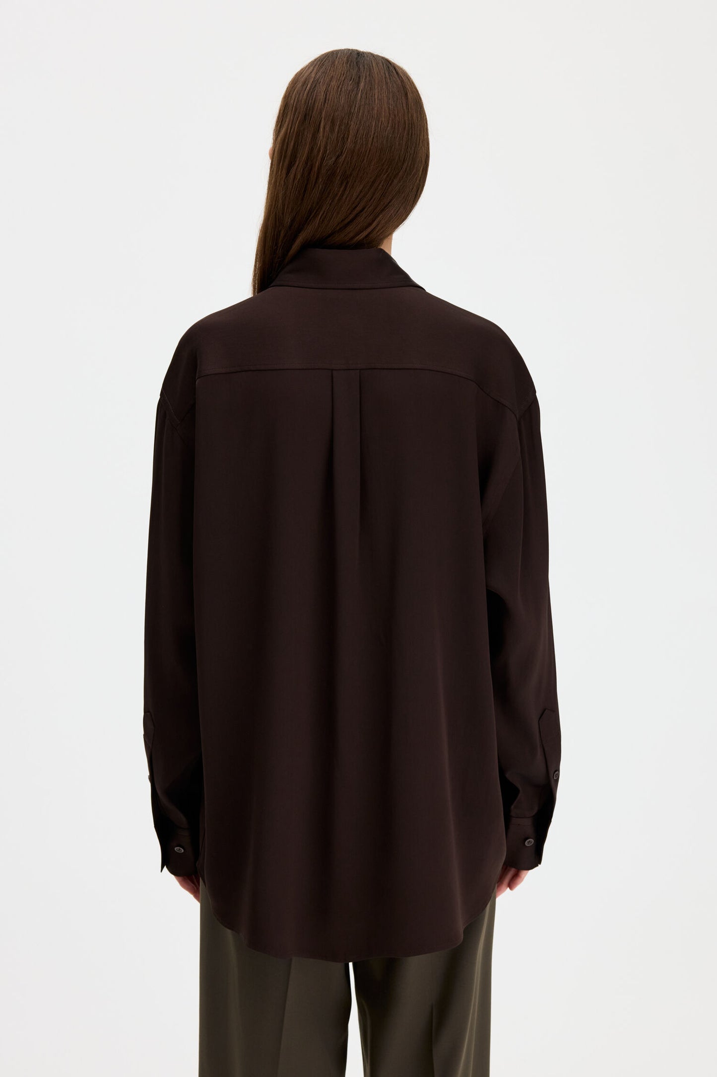 Satin shirt dark chocolate