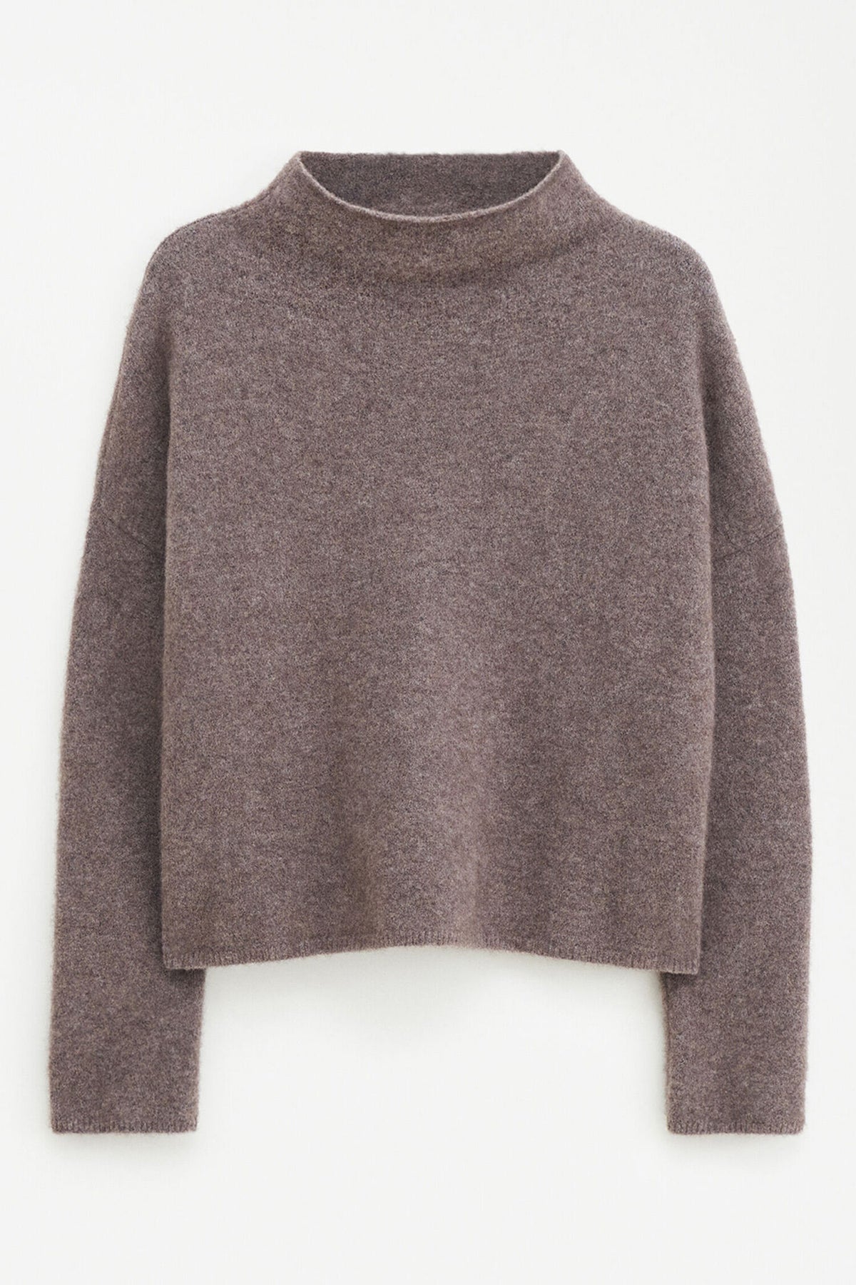 Mika yak funnel neck sweater dark taupe melange