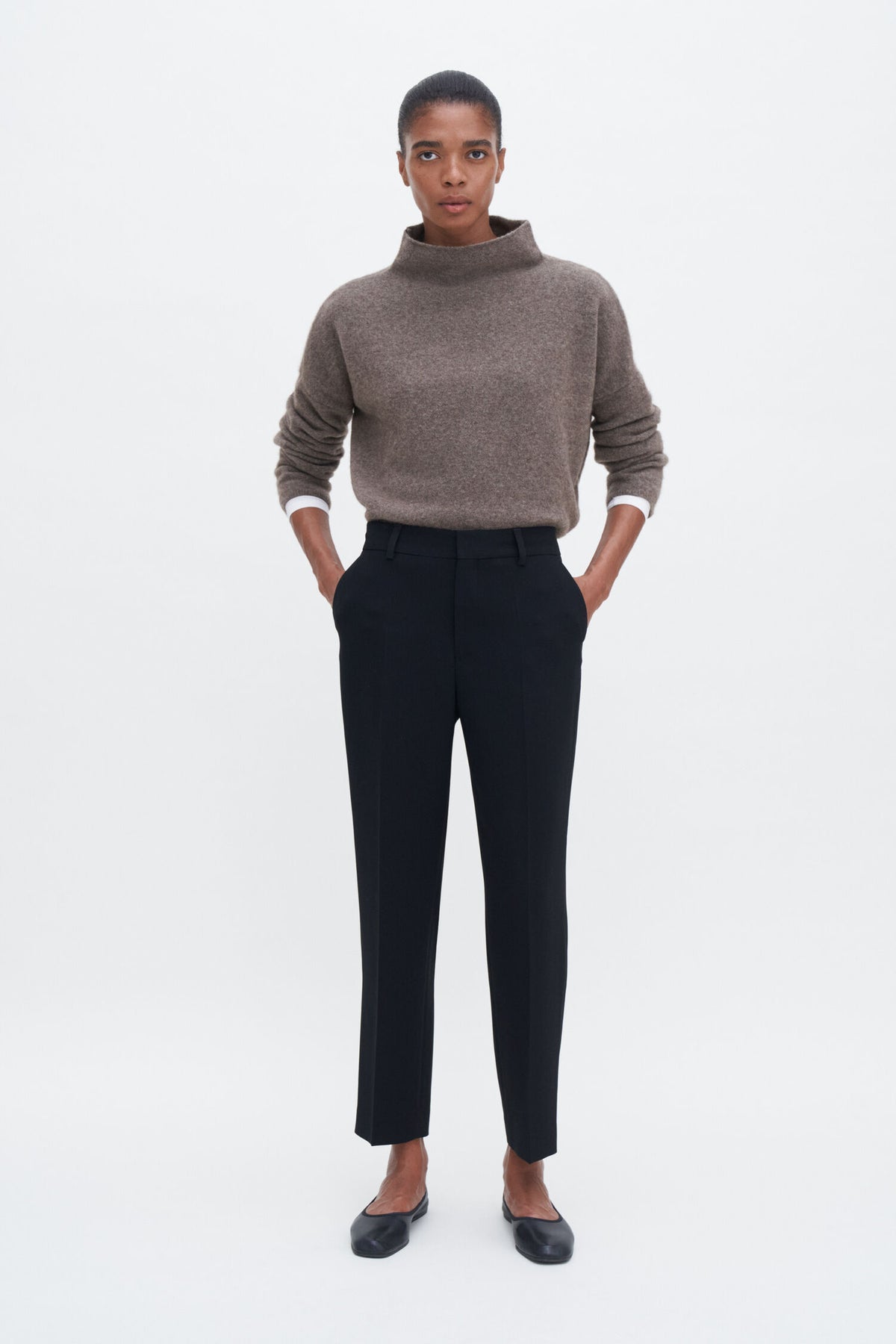 Mika yak funnel neck sweater dark taupe melange
