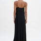 Draped twill strap dress