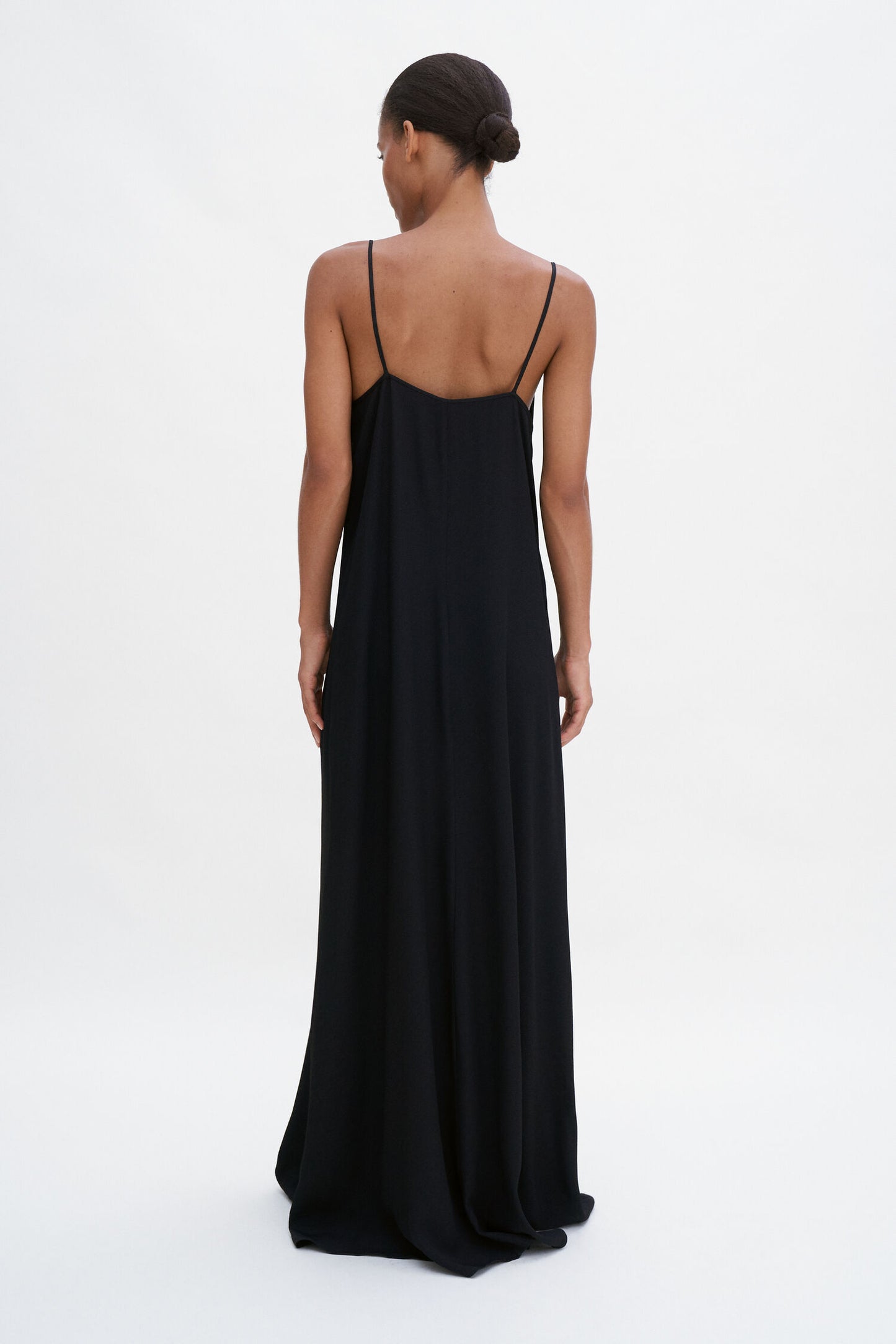 Draped twill strap dress