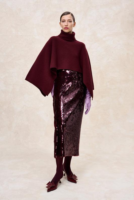 Bewa sequin skirt in Bordeaux