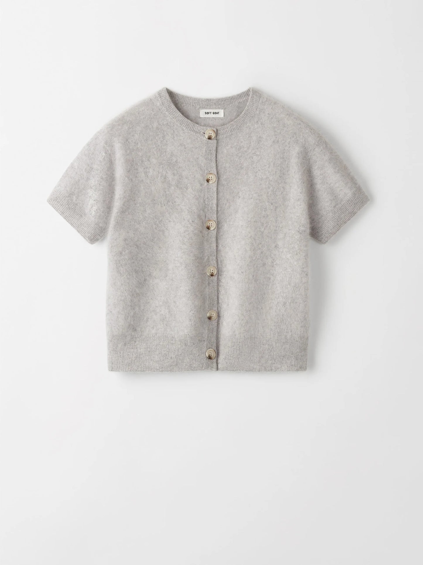 Brushed short sleeve cardigan light grey