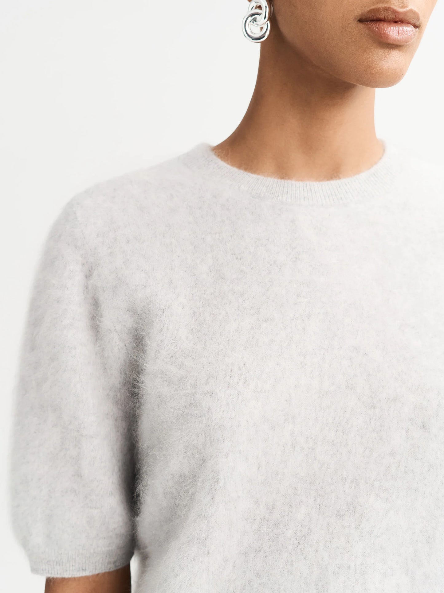 Brushed short sleeve light grey