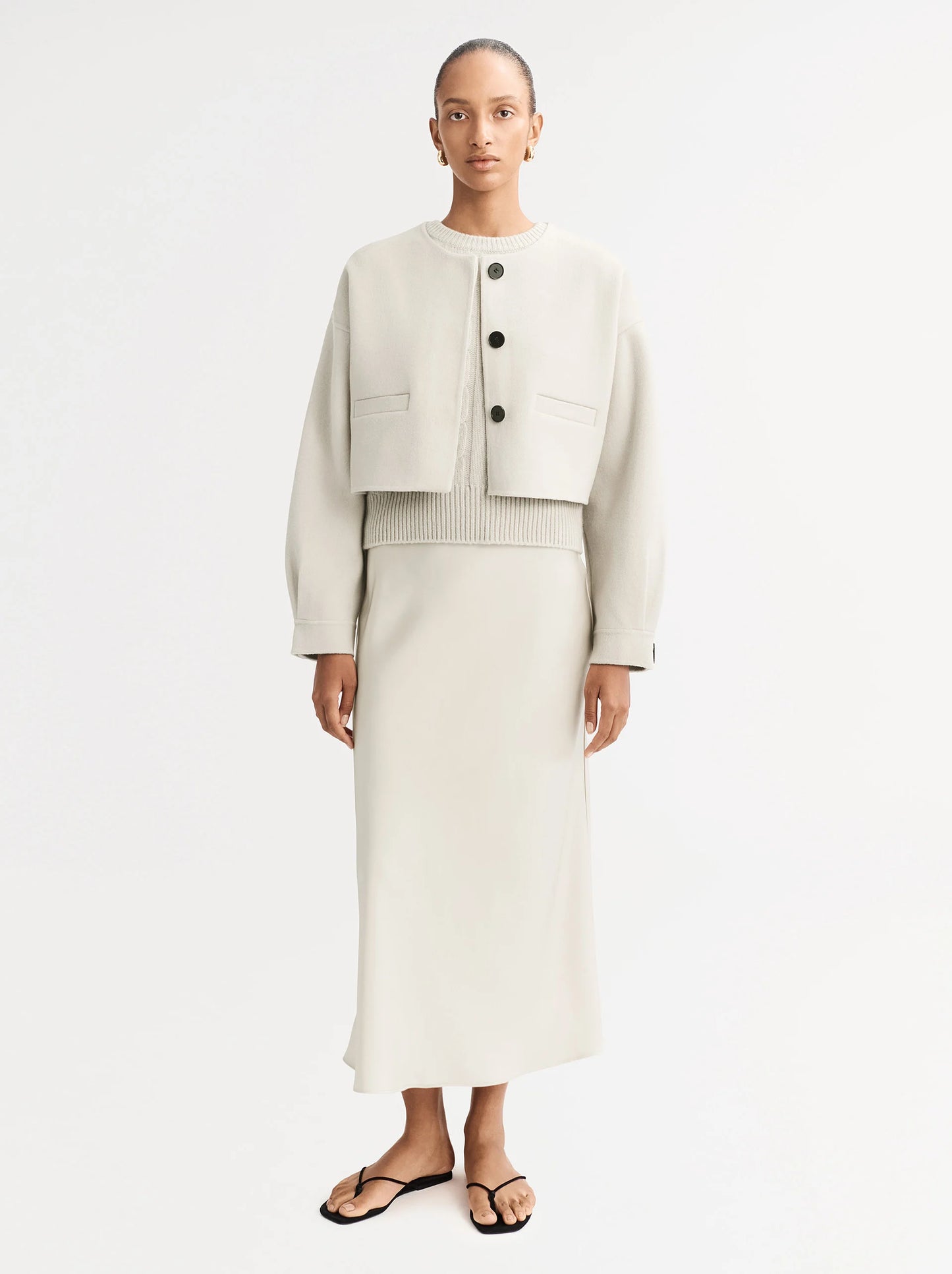 Cropped wool and cashmere jacket