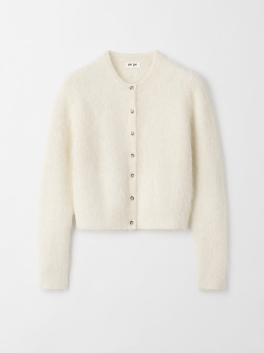 Alpaca cardigan feather white