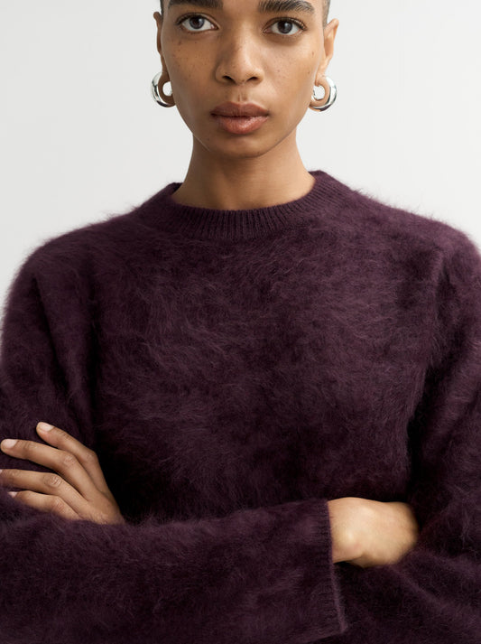 Brushed crewneck midnight plum