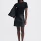 Leather mini skirt black