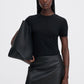 Leather mini skirt black